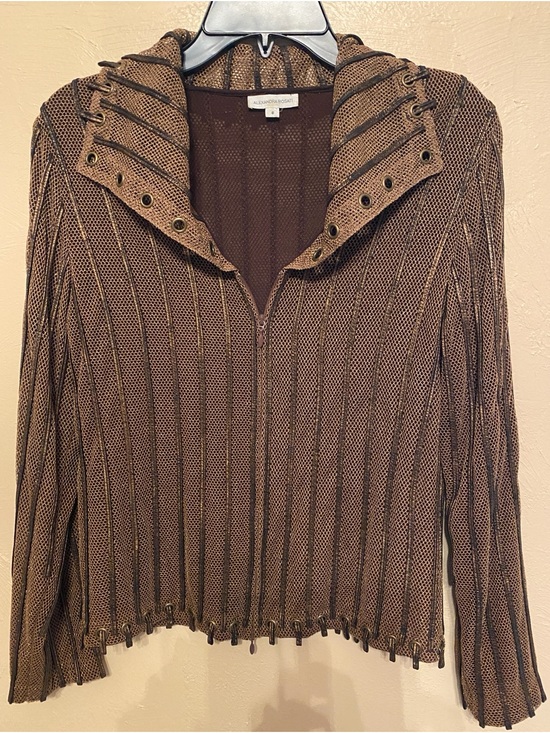 Alexandra Rosati Jackets & Blazers - Alexandra Rosati Brown Mesh-Trim Jacket (Size 8)